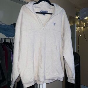 Big Dogs Cream Quarter Zip Pullover Sweatshirt
